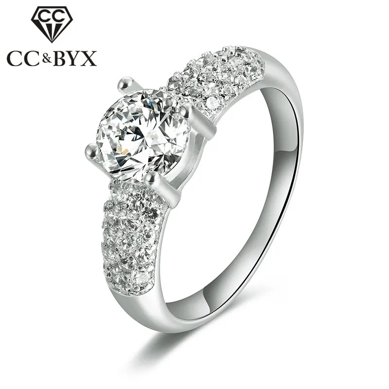 

Sterling Silver Jewelry Ring Vintage Engagement Wedding Rings For Women White Gold & Rose Gold Color Bijoux Best Gift CC024