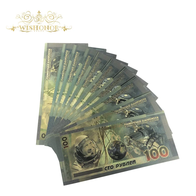 10 шт./лот новинка 2019 цветные банкноты в русском стиле 100 банкнот 24 к золотом