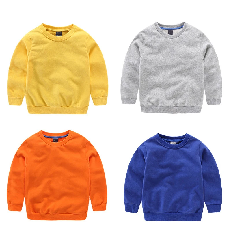 

Детский свитшот для девочек, детская футболка, хлопковый пуловер, футболки для маленьких мальчиков, осенняя однотонная одежда, От 2 до 6 лет