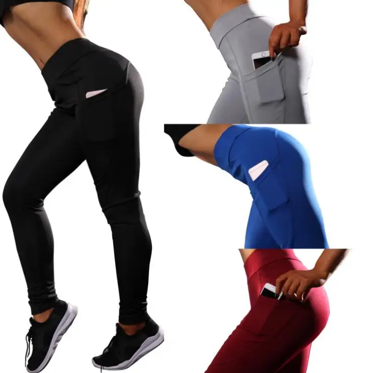 

Women Yoga Pant With Side Phone Pockets Leggings Workout Yoga Pants Sporting Trousers Fitness Tights Sport Leggings For Women