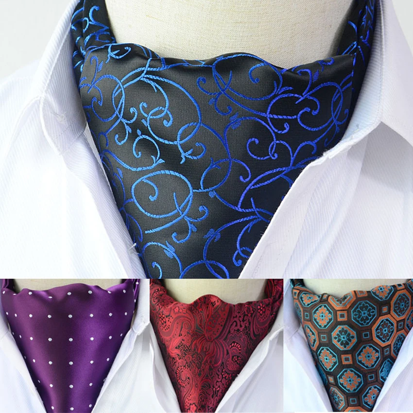 Hombre poliéster Stripe vintage patrón corbata Ascot