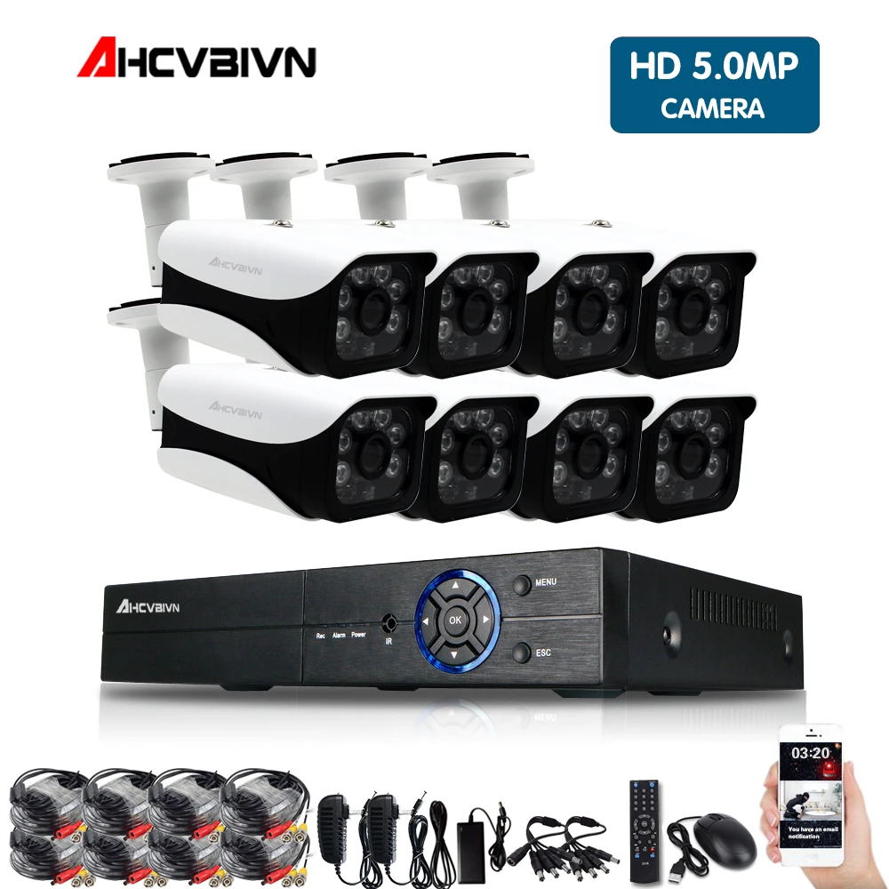 

AHCVBIVN 8CH 5MP cctv dvr System 8Pcs hd 5MP IP66 Security In/outdor Waterproof Camera kit NO HDD