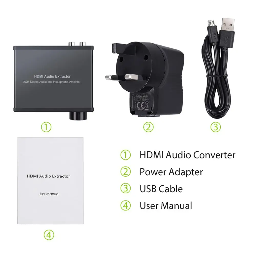 Аудио экстрактор LiNKFOR HDMI + RCA 3 5 мм с регулятором громкости и выключателем питания