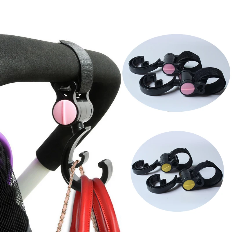 

2pcs multipurpose Belt Baby Pram Stroller Pushchair Swivel Hanger Hooks Carriage Accessories Rotatable carrier Holder