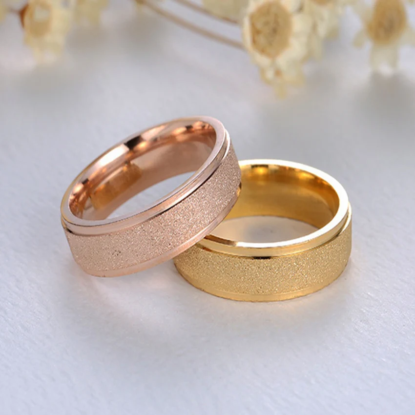Новое матовое гладкое мужское Золотое кольцо из нержавеющей стали, модное серебряное/черное/цветное/розовое золото, женское кольцо для пары