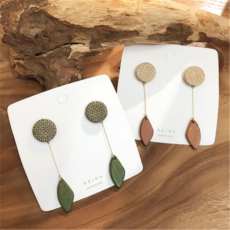 

2019 New Korean New Leaf Shape Pretty Style Long Drop Earrings For Women Girls Fashion Jewelry Gift Pendientes Mujer