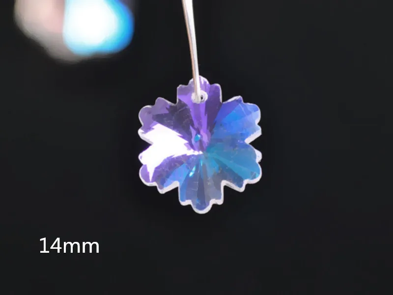 

New 50pcs 14mm AB Snowflake Shaped Crystal Cut Glass Pendants Charms Beads Free Shipping