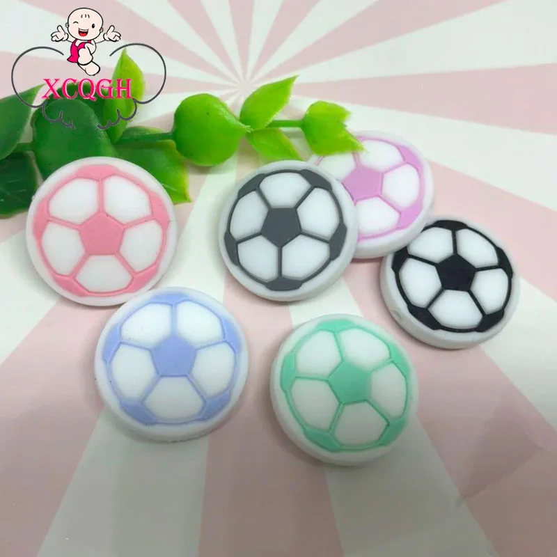 

XCQGH 2019 5PCS Silicone Baby Teether Creative Mini Football Beads DIY Making Bracelet Accessories Children's Toys Baby Teether
