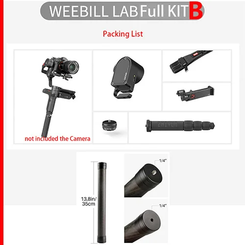 ZHIYUN Weebill лаборатории 3 оси ручной Gimbal беззеркальных Камера портативный стабилизатор с шарнирным механизмом для sony A7R3 A7S2 A7M3 A6300 A6500 GH5 - Цвет: Creator B