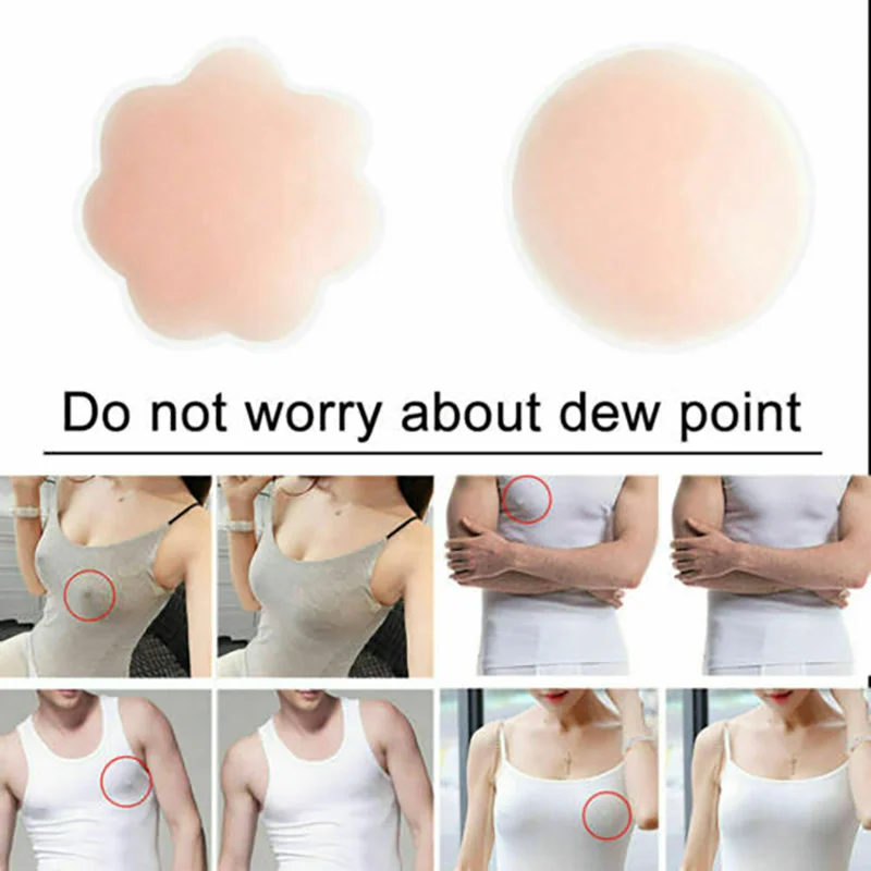 

2PCS Breast Sticker Silicone Bra Bikinis Tape Reusable Self Adhesive Stick Chest Nipple Cover Stickers Silicone Pads Breast