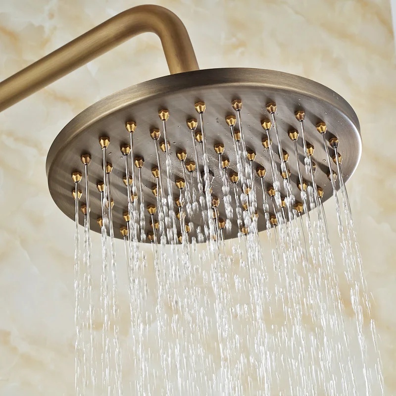 Antique Brass Rainfall Shower Faucet Single Handle Bath Shower Set Wall Mount Mixer Bathroom faucet bathroom faucet bathroom shower faucet set