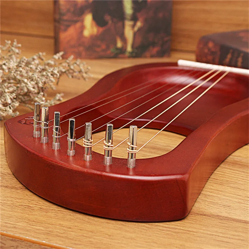 7-гирлянды красного дерева Лира Арфы с сумкой для переноски струны и тюнинговые инструменты EQ деревянный Арфы музыкальный Струнные инструменты