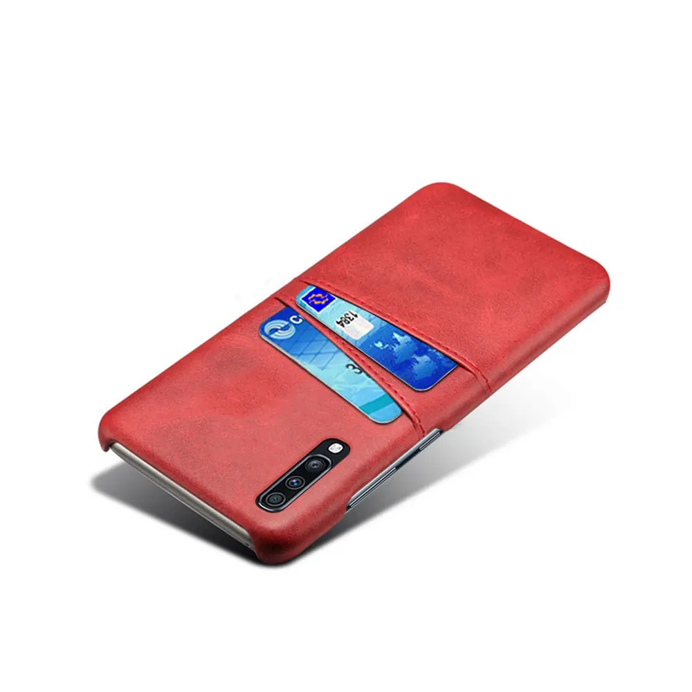 Hangrui класса люкс из искусственной кожи чехол для samsung Galaxy A50 A30 A10 A20 A40 A70 чехол Задняя Обложка кредитной держатель для карт с отделением для карт - Цвет: Red