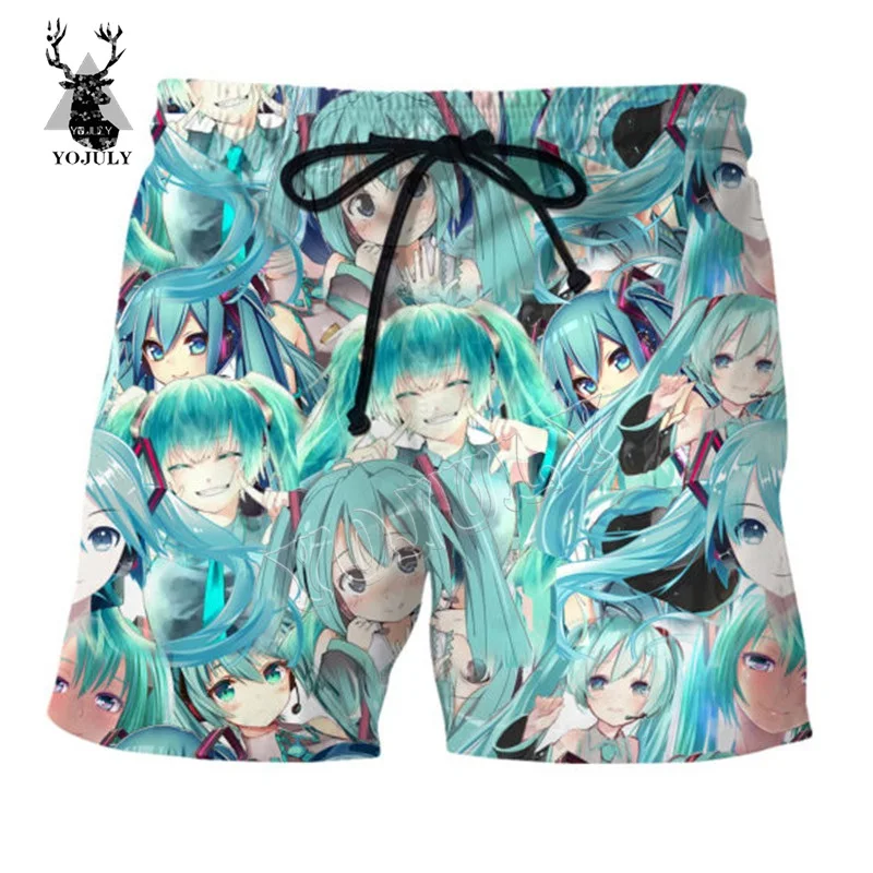 YOJULY летние мужские пляжные шорты женские 3D аниме девушка печатных Harajuku модные повседневные короткие брюки унисекс Шорты для плавания DK12 - Цвет: 6