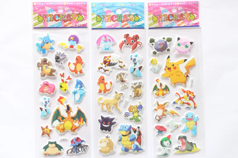

3 Sheets/set cartoon anime Pikachu stickers for kids rooms Home decor Diary Notebook Label Decoration toy Pikachu 3D sticker