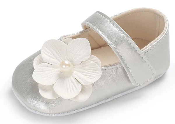 

baby girls shoes newborn silver pink floral infant shoes prewalkers little girl crib shoes christenning wedding floral mary jane