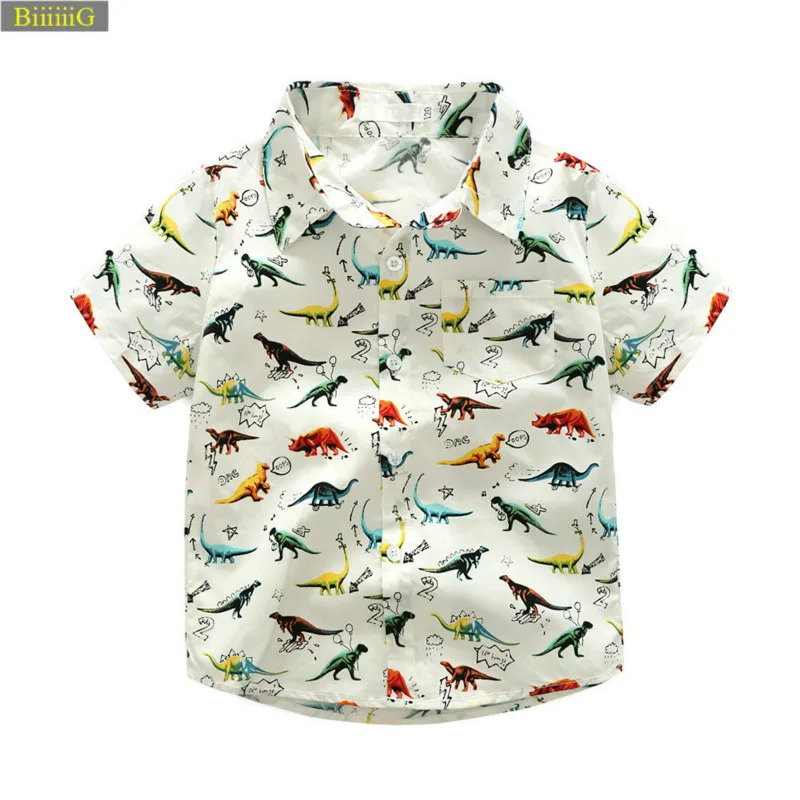 

2018 Summer Top New Cotton Children's Shirts Breathable Cute Dinosaur Pattern Sweatshirt Children's Clothes 3-8y
