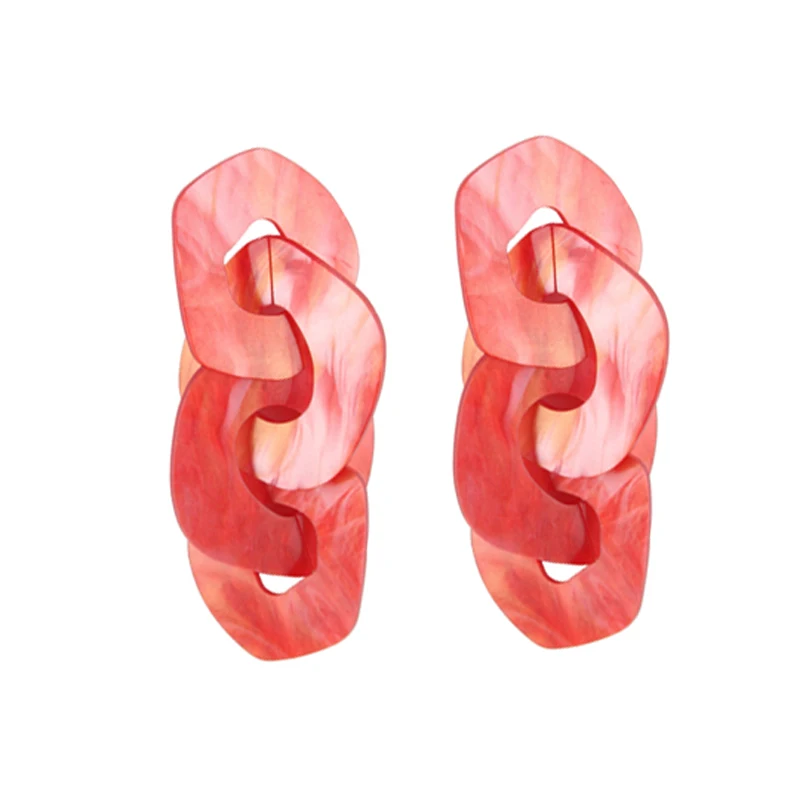 Girlgo New Za Resin Large Link Drop Earrings For Women Geometric Long Dangle Statement Earrings Fashion Party Jewelry Pendientes