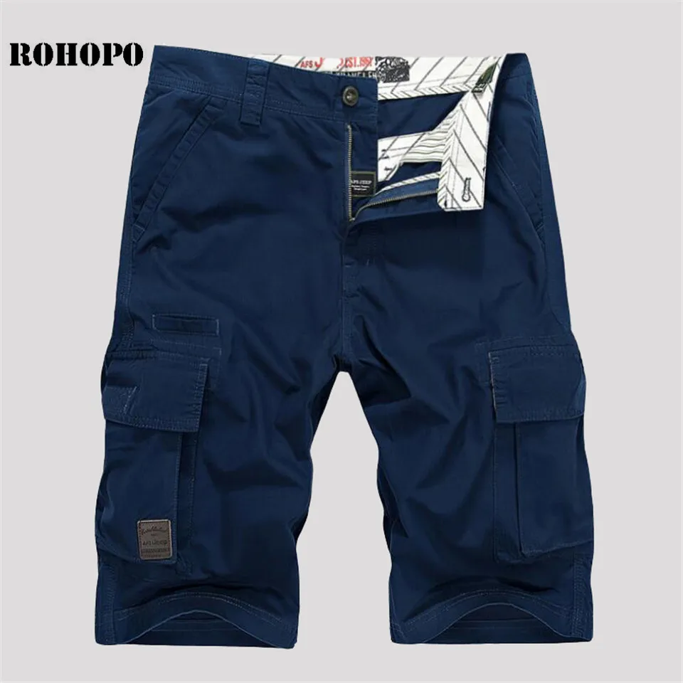 

AFS JEEP 40/42/44 Plus Size Man's 100% Cotton Summer Shorts,Solid Pockets Military Loose Shorts,Original Brand Mans Knee Length