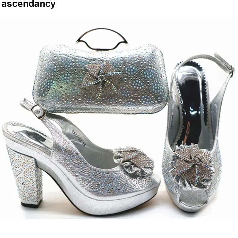 

Latest Womens Dress Shoes Open Toe Summer High Heeled Shoes for Women Nigerian Shoes and Matching Bags Shoes and Bag Italy Set