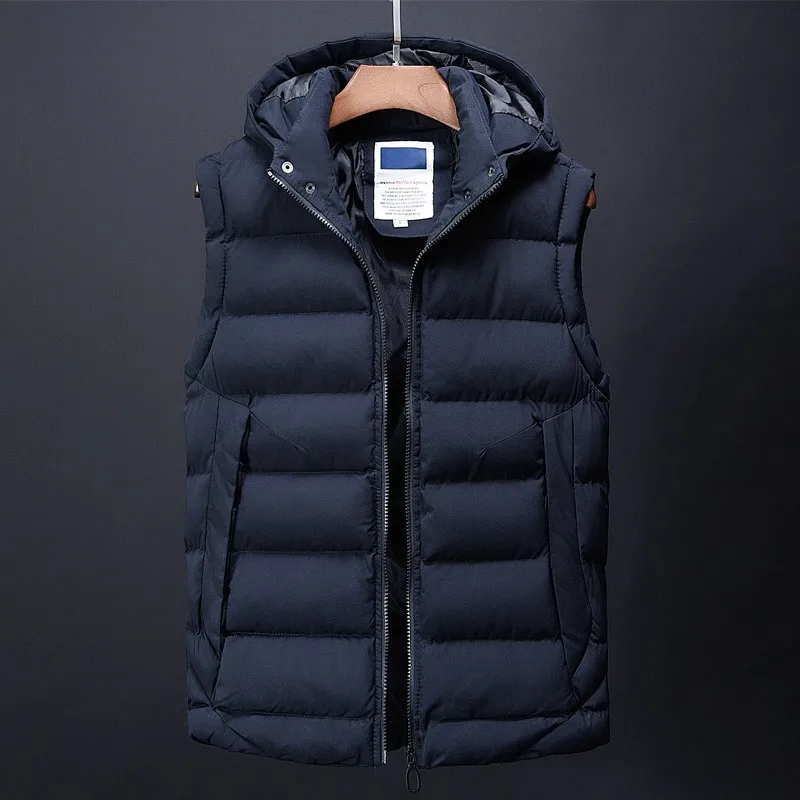 Varsanol куртка жилет пальто для мужчин бренд с капюшоном толстые парки мужские одноцветные потертые карманы парка куртка Homme M-4XL - Цвет: blue
