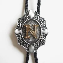 Jeansfriend начальный буквенный N западный свадебный галстук шейный галстук кожаное ожерелье