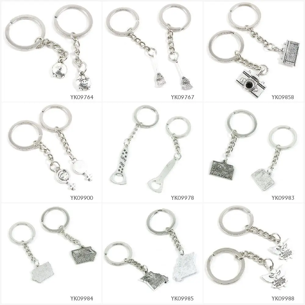 

Metal Antique Silver Keychain Keyring Keytag Key Chain Ring Pig Piggy Broom Camera Female Sings Logo Love You Bottle Opener Kans