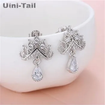 

Uini-Tail hot new 925 sterling silver crown earrings Korean fashion tide high quality earrings hypoallergenic girlfriend gift