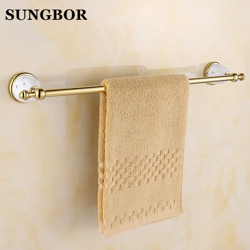 Free Shipping Brass & Crystal Golden Towel Holder, Towel Rack, Bathroom