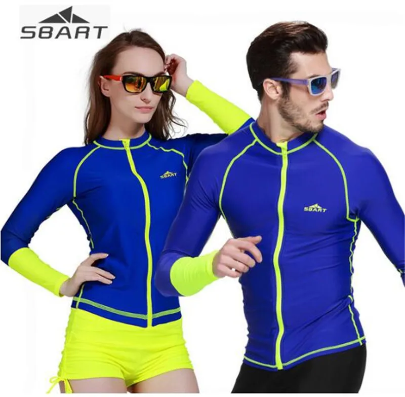 

SBART Woman Man Lycra Patchwork Swim Shirts Quick-Dry Clothing Surfing Rashguard Surfing Jacket Swimwear Tops