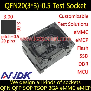 

QFN20(3x3)-0.5 Socket QFN20 Socket MLF20 Socket MLP20 Socket,Open top,NP506-020-035-C-G
