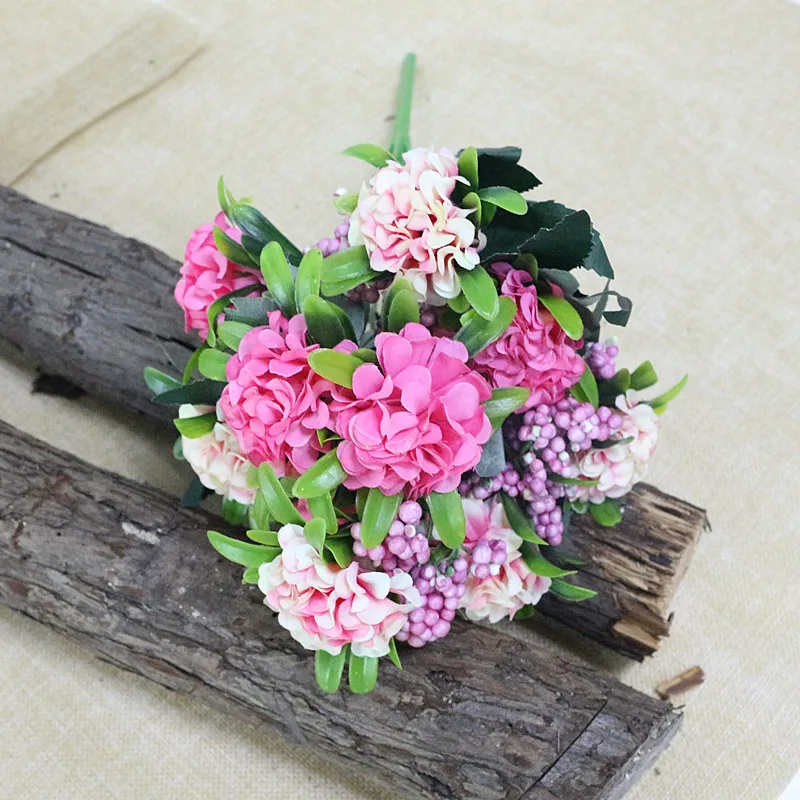 Flone Artificial Hydrangea Flower 10 Heads Simulation Silk Hydrangea Bouquet Fake Flowers Wedding Home Party Arrangement Floral (9)