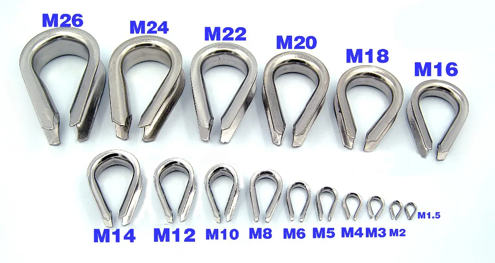 A+Selected 50 PCS M4 304 Stainless Steel Thimble for 1/8-5/32 Diameter Wire Rope Cable Thimbles Rigging
