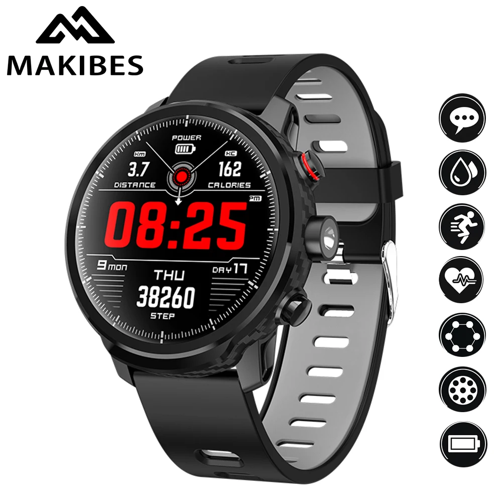 

Makibes L5 Smart Watch IP68 Waterproof 1.3" Message Call Reminder Long Standby Up to 30 Days Sports Wristwatch For iOS Android