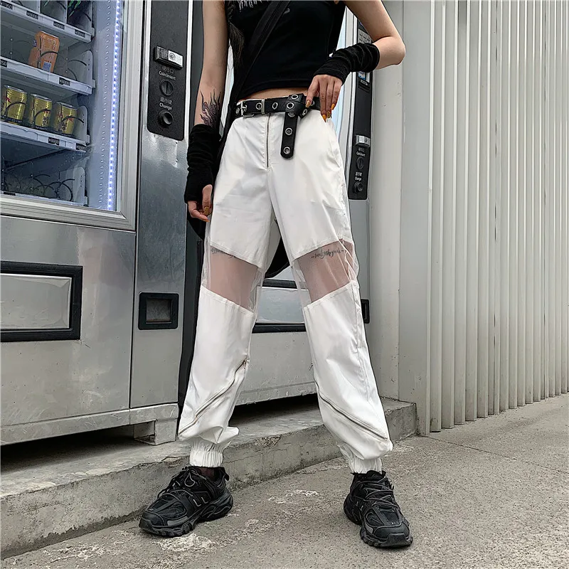 Брюки Harajuku Bf женские сетчатые свободные штаны с завышенной талией Повседневная