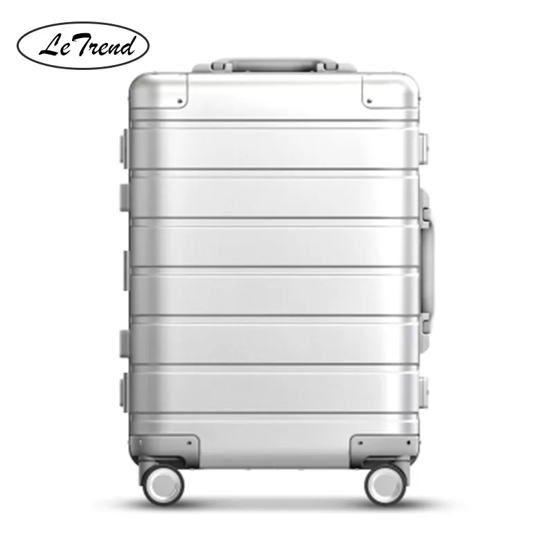 

LeTrend 100% Aluminum-magnesium alloy Rolling Luggage Spinner Men Business Password Suitcase Wheels 20 inch Women Cabin Trolley