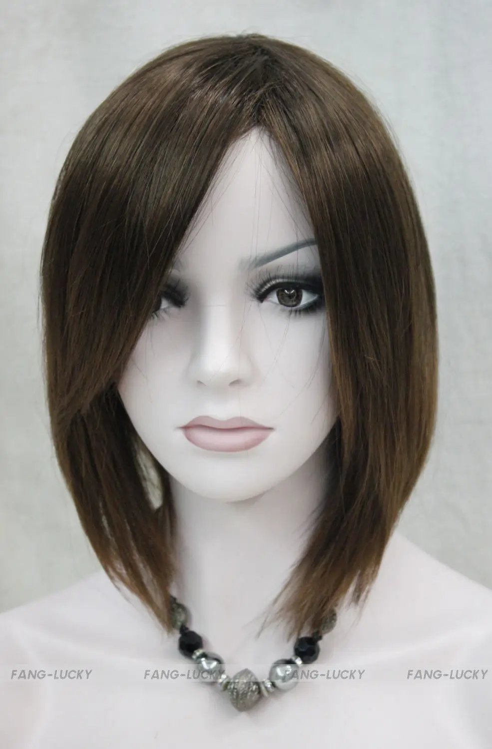 parrucca perruque Excellent Dark Brown Mixed Short Straight Women Ladies Daily wig |