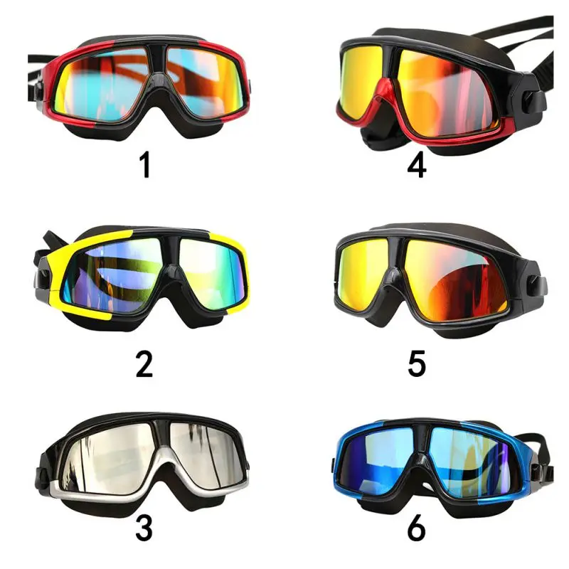 Взрослые водонепроницаемые анти-туман УФ удобные силиконовые большие очки для плавания Очки для плавания маска с чехлом