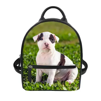 

American Staffordshire Terrier Dog Lover Cute Girls Casual Schoolbag Women PU Leather Shoulder School Tote Bag Luxury Backpack