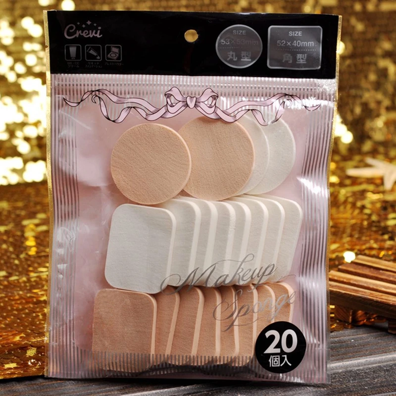 

RANMEI 20pcs/set Makeup Powder Puff Makeup Sponge Classical Ladies Beauty Foundation Face Smooth Cosmetic Puff Round Square
