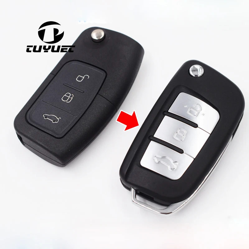 3 Buttons Modified Folding Flip Remote Key Shell for Ford Focus Mondeo Fiesta Ecosport Car Key Blanks