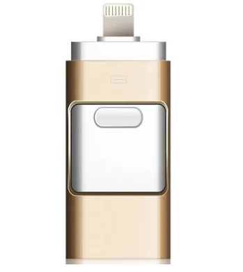 Supersonic 3 в 1 OTG металлический Usb флэш-накопитель для iPhone 6/6s/6plus/7/7plus/8/X Usb/Micro USB/Lightning для Android PC - Цвет: Золотой