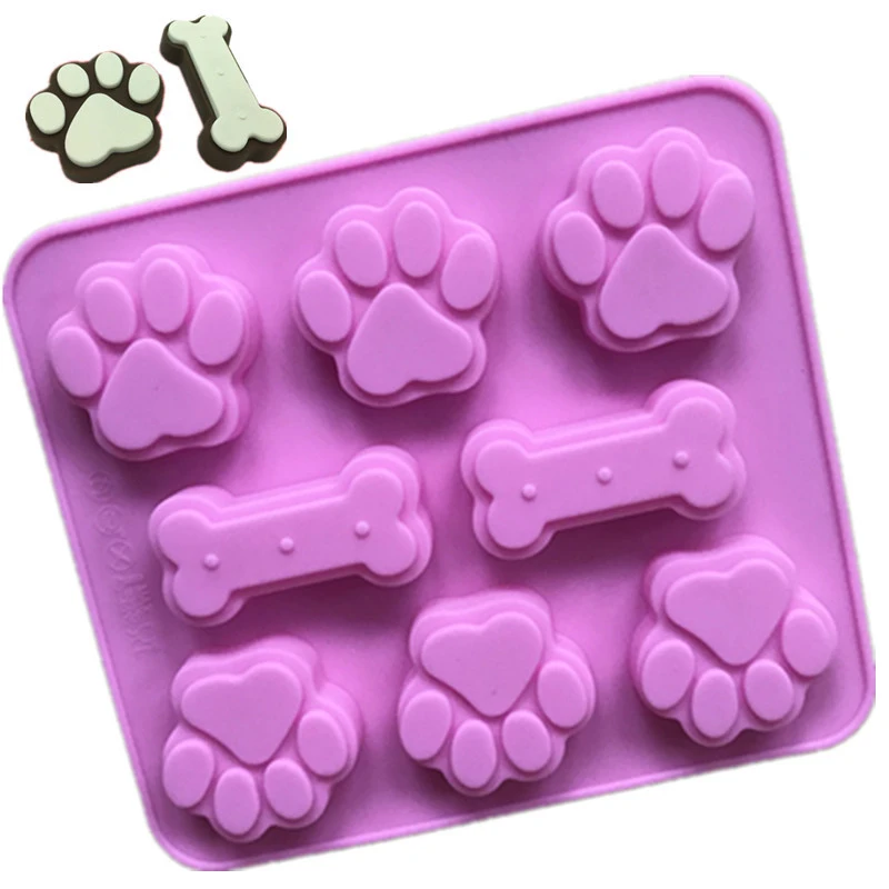 

8 Cavity DIY Dog Bone shape Biscuit Mold Cookies Cake Ice Cube Soap Silicone Molds Tray Chocolate Mold 18*16*1.5cm Ice mold E533