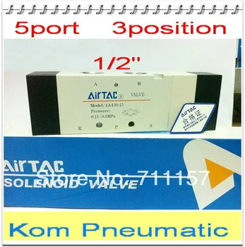 

3/5 Way Air Control Valve 1/2" 5 Port 3 Position Double Head Solenoid Air Valve 4A430C-15 Inner Piloted Acting