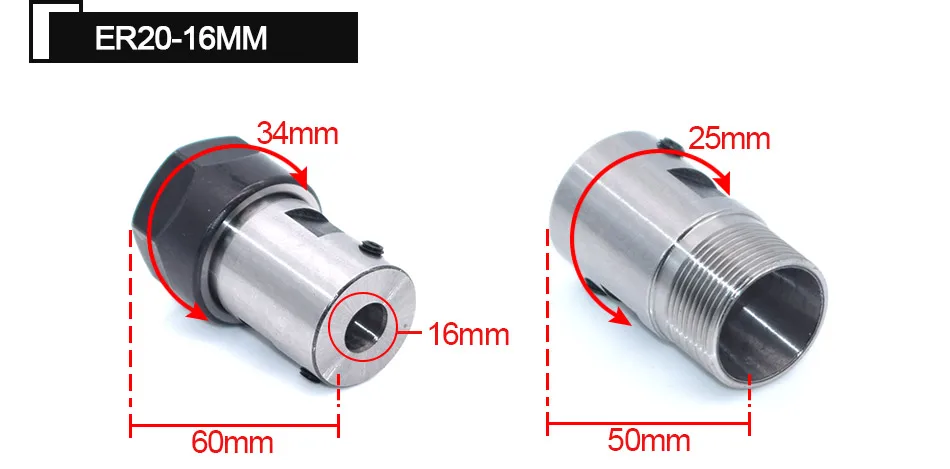 Шпиндельный двигатель зажим цанговый патрон Hoder C25 ER20 8 мм 10 мм цанговый ER20Nut вал двигатель удлиненный зажим нож для фрезерования с ЧПУ