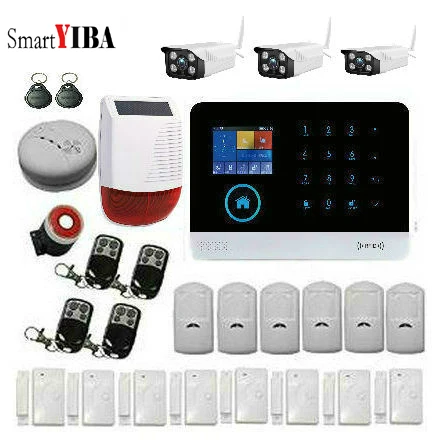 SmartYIBA Wireless Wifi Alarm-Remote Monitoring GSM SMS RFID Communicating Burglar Alarm Outdoor Solar Power Siren IP Camera