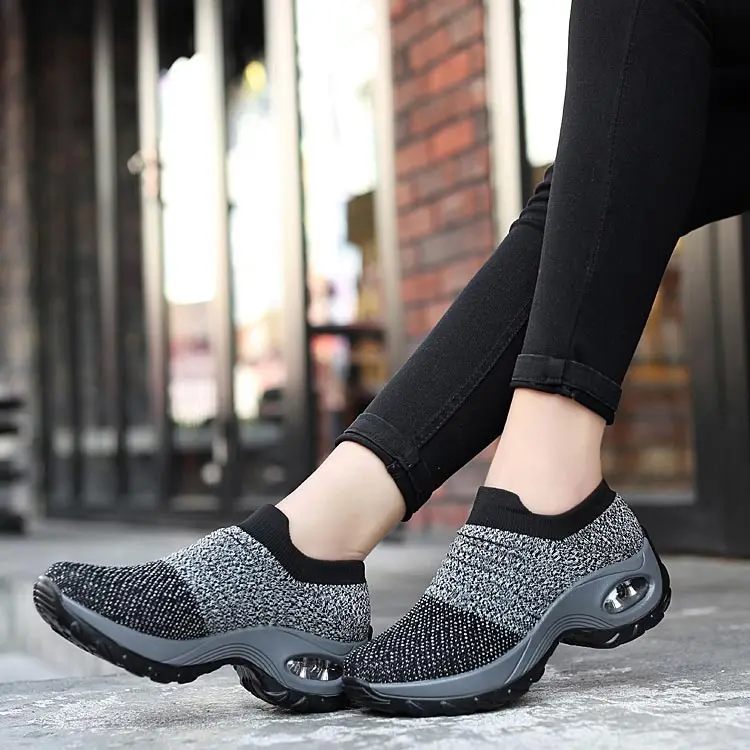 Fashion round toe wedges breathable mesh shoes woman new mixed color comfortable sports mother sneakers women summer shoes