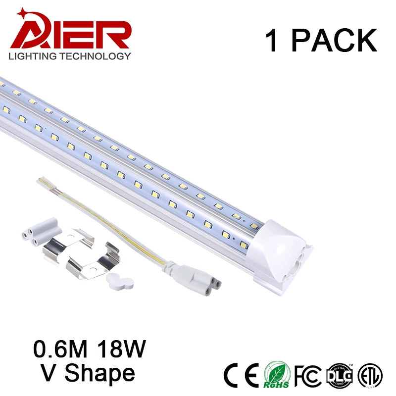 

V shaped Integrated LED tube light T8 led 220V 18W 2ft 85-265V double side V led tube t8 Tubes integrated SMD 2835 free shipping