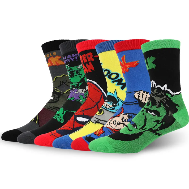 

Marvel Comics Hero Knee High Sock Iron Man Captain America Hulk Batman Superman Spiderman Cartoon Pattern Casual Socks