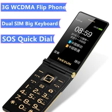 Модные часы с двойным Экран мобильного телефона с кошельком отделениями для fsmart TKEXUN M2 плюс 3 дюймов сенсорный экран Экран 3g мобильного телефона быстрый набор Русская клавиатура телефона